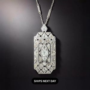 Mid-Century Party Wear Pendant Necklace, Round Moissanite Diamond Victorian Necklace, Wedding Anniversary Gift Necklace, 925 Silver Necklace