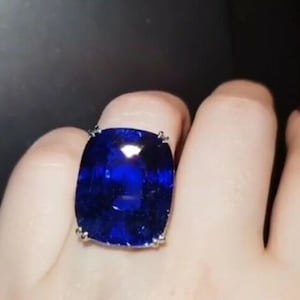 Huge Blue Sapphire Cushion Cut CZ Stone Cocktail Ring, Hidden Halo Ring, Gemstone Ring, Wedding Engagement Ring, 925 Silver Birthstone Ring