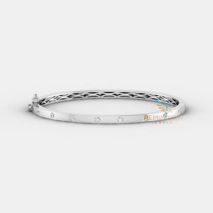 Bracelet diamant moissanite ronds serti affleurant, bracelet jonc pour fête, bracelet cadeau fête des mères, bracelet jonc en argent 925 pour elle