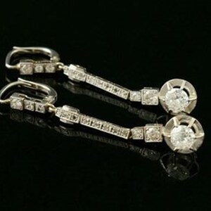 Old European Cut Moissanite Diamond Earring, Vintage Style Dangle Drop Earring, Art Deco Edwardian Dangle Earring, Silver Or Gold Earrings