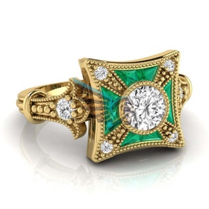 Old European Cut Diamond Ring, Antique Edwardian Ring, Engagement Proposal Ring, Vintage Inspire Women's Ring, Handamde Jewellery