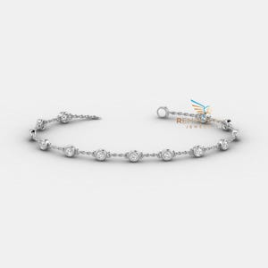 Bezel Set Yard Bracelet, Round Moissanite Diamond Minimalist Bracelet, Daily Wear Bracelet For Her, Graduation & Birthday Gift Yard Bracelet