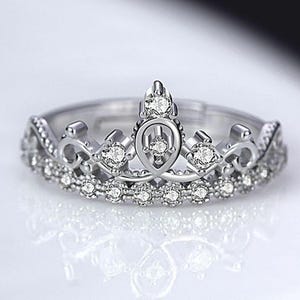Round Moissanite Diamond Crown Ring, Queen Or Princess Tiara Ring, Engagement Proposal Ring For Girlfriend, Birthday - Valentine Gift Ring
