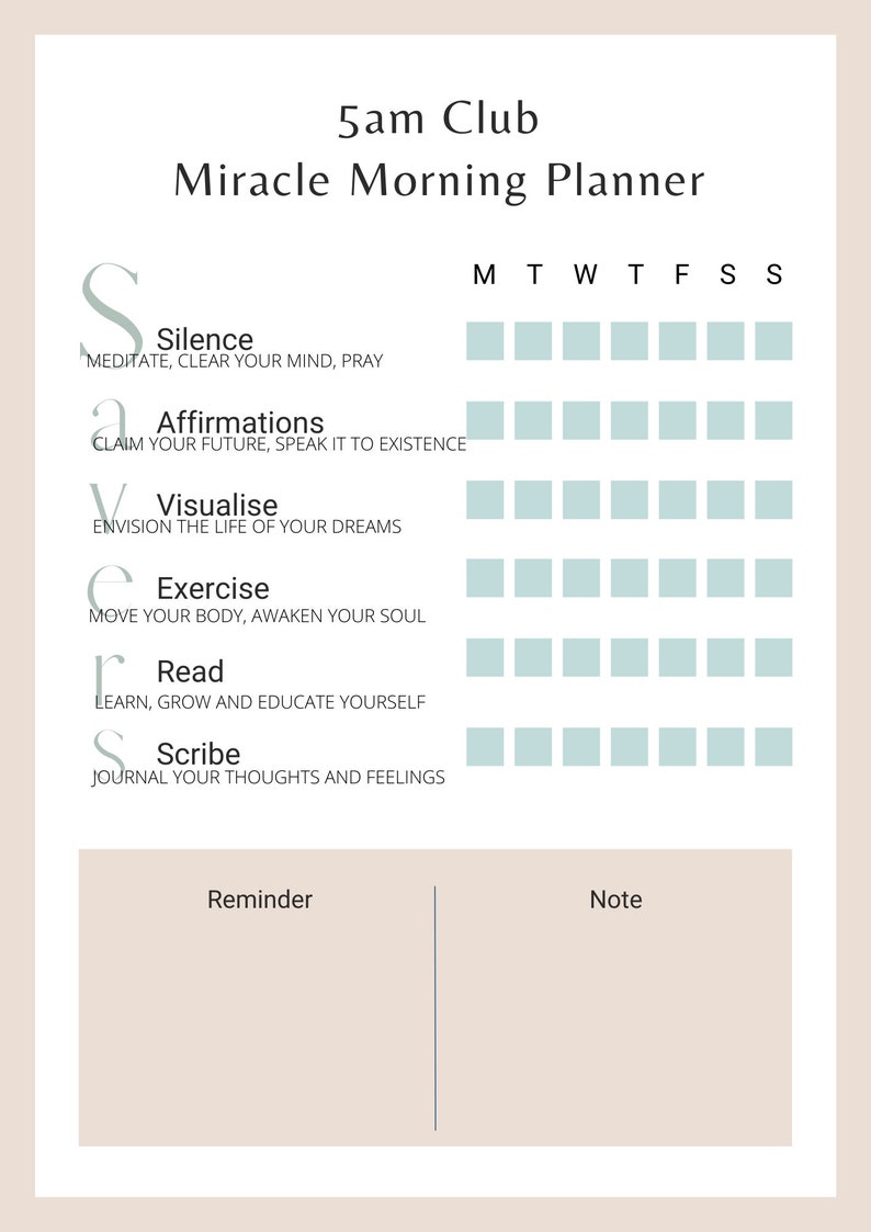 5am club/ miracle morning weekly accountability journal image 2