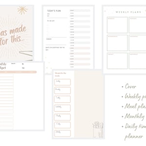 Weekly Planner | Monthly Planner | Printable Planner | Time blocking printable | Meal Planner | Monthly Budget | Digital Download