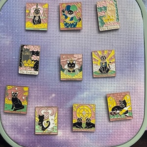 Carte de tarot chat sorcière aiguille émaillée magnétique Minder pour aiguille à broder point de croix nounou CHOISISSEZ VOTRE STYLE
