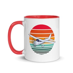Cessna Style Airplane Mug with Color Inside, Cup, Gift for pilot, Airplane gift