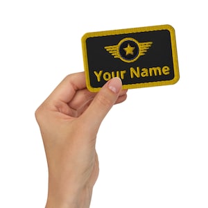 Personalized Pilot Wings Embroidered Patch, 3.5in x 2.25in, rectangle, Custom Pilot Wings, Pilot Gift, aviation, student, personalized gift
