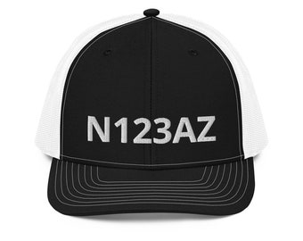 Custom Airplane Tail Number Hat: Embroidered Pilot Baseball Cap