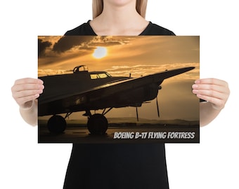 Boeing B-17 Flying Fortress Poster, WWII Airplane, Aviation Art