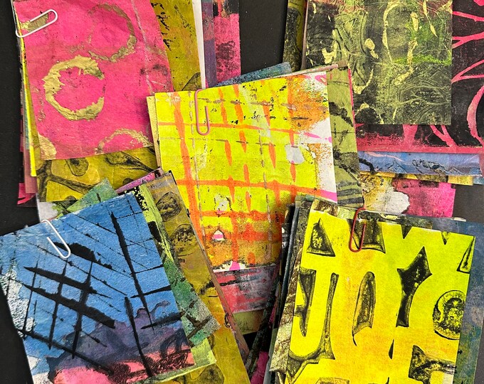 Collage Offcut Bundles and Mixed Media Papers Gel Printed Etsy