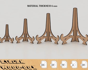 Support photo chevalet 6 mm - Fichier découpé au laser, fichier SVG pour Glowforge 018