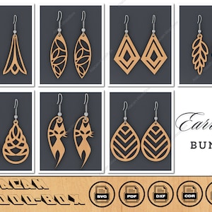 Earrings Jewelry Set / Svg Dxf Cdr Laser Vector / Glowforge Cricut Templates / Silhouette Digital Cut File 179