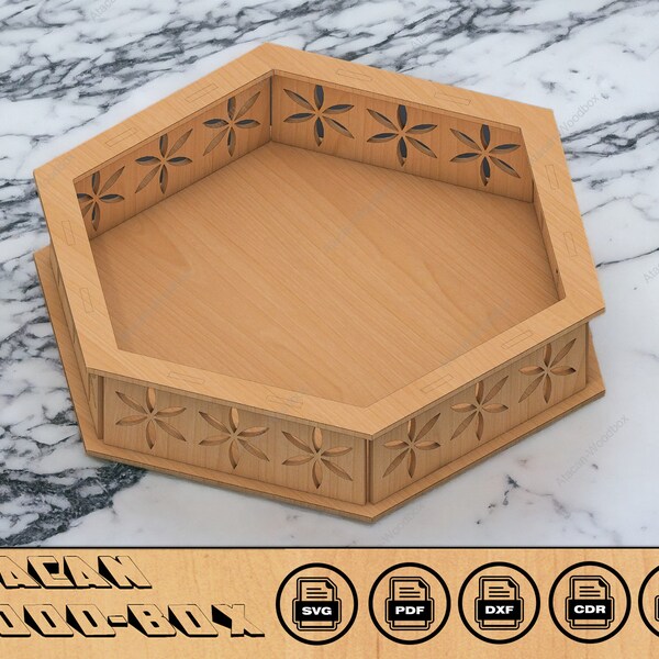 Decorative Tray SVG DXF Files Ornamental Laser Cut Plans | Xtool Ready Carved Tray Design 106
