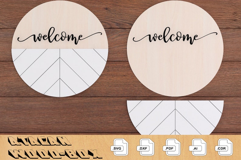 Door Hanger cut Plan / Round Hanging / Laser cut SVG Templates 269 image 2