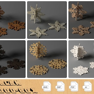  200 Pieces 3.15 Inch Christmas Unfinished Wooden Snowflake  Ornaments Hanging Blank Wood Snowflake Cutouts Hanging Snow Flake Ornaments  Bulk For Xmas Christmas Tree Decorations