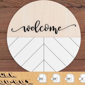 Door Hanger cut Plan / Round Hanging / Laser cut SVG Templates 269 image 1