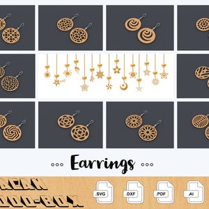 Earrings Jewelry Set / Svg Dxf Cdr Laser Vector / Glowforge Cricut Personalized Name Ornament / Silhouette Digital Cut File 178