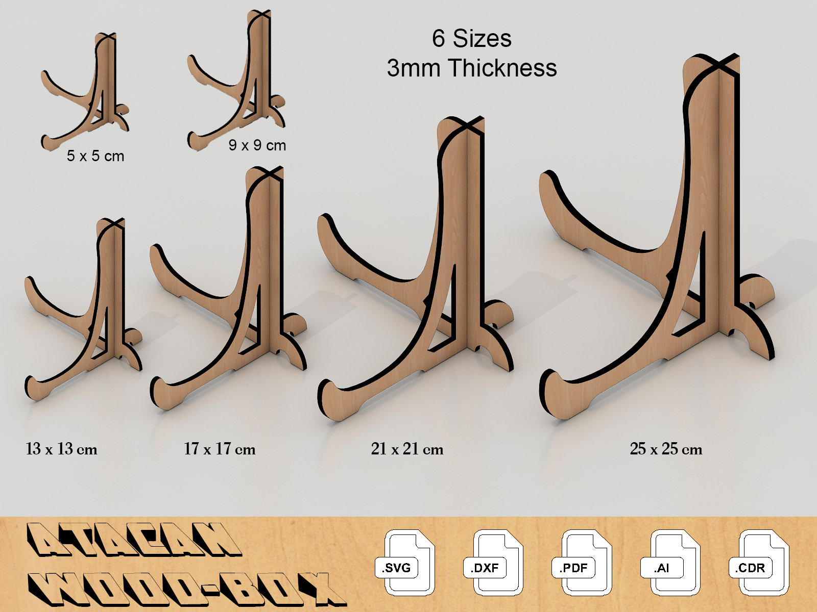 Mini Easel Stand Laser Cut Files Svgdxfpdfai Instant Download 