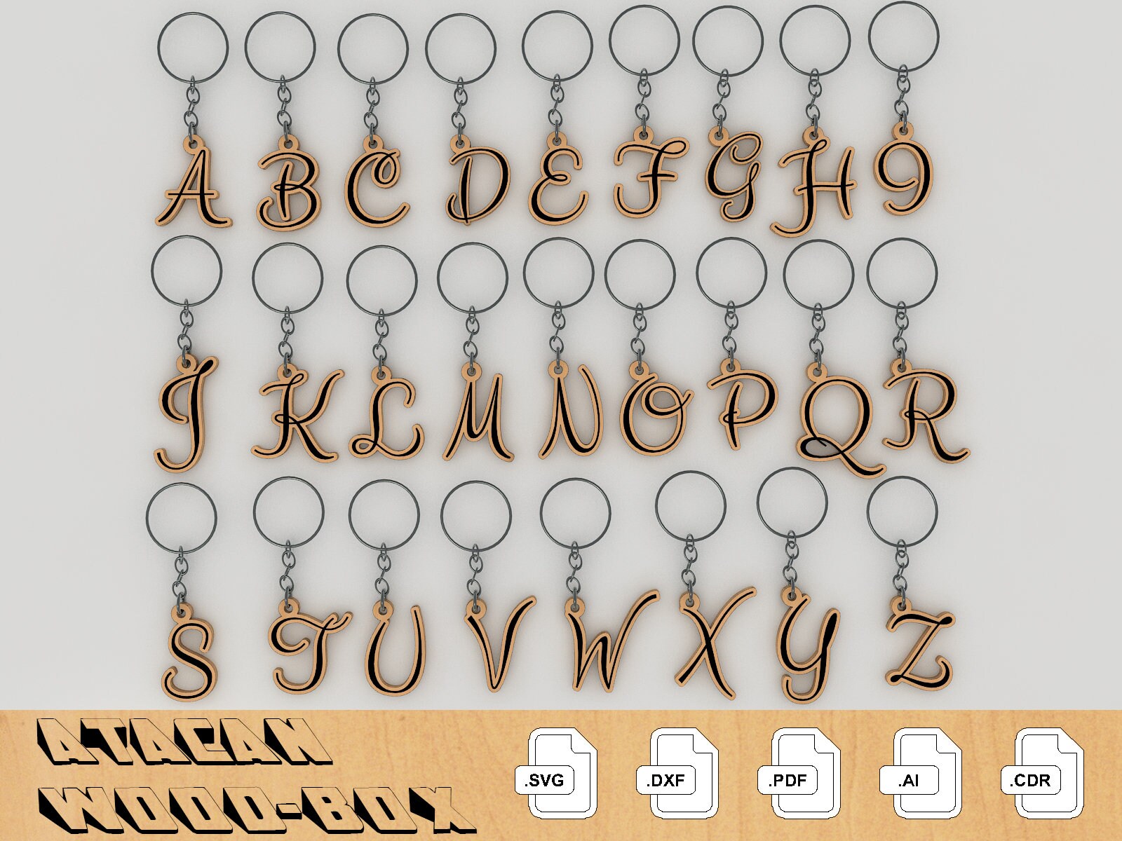 Alphabet Letters SVG Files Letter Keychain Bundle - Etsy