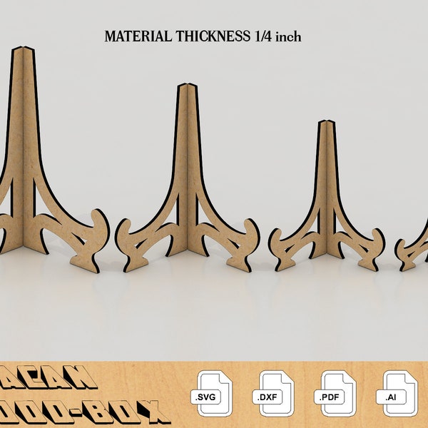 1/4 inch Easel Plate Stand Laser cut file - picture frame stand - Photo Holder Display, Plate Display Stand, Laser cut Easel 013