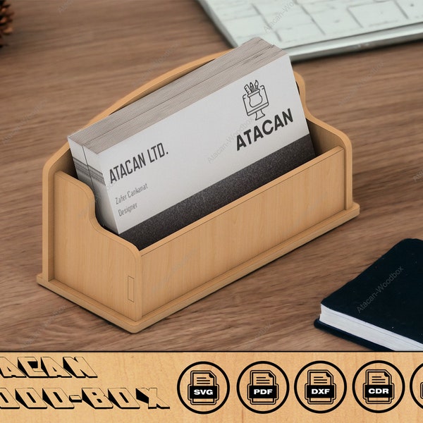 Business Card Holder 3mm Svg- Logo space - Glowforge - Digital file - Wooden - Card Stand 101