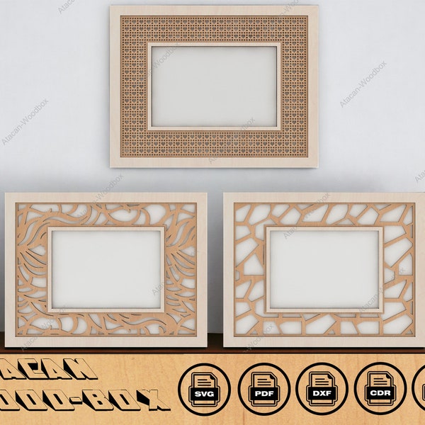 Decorative Frame Set - Rattan Cane Frame Laser Cut Files - Glowforge Files - Digital Download 236