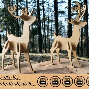 Christmas Deer Puzzle: Laser Cut Files for Reindeer Decoration | Wooden New Year Decor SVG 296