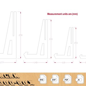 Supporto per piastra da cavalletto da 1/4 di pollice File tagliato al laser supporto per cornice Espositore per foto, espositore per piastre, cavalletto tagliato al laser 019 immagine 3