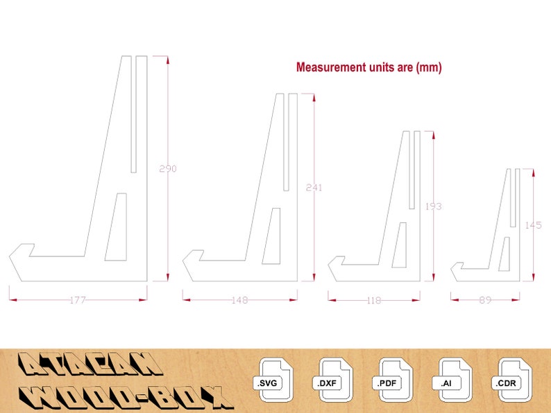 Supporto per piastra da cavalletto da 1/4 di pollice File tagliato al laser supporto per cornice Espositore per foto, espositore per piastre, cavalletto tagliato al laser 019 immagine 3