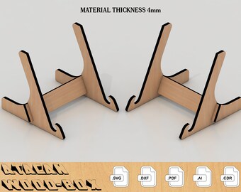 4MM Staffelei Holzplatte Display, Platte Display Laser geschnitten SVG-Datei, Bilderrahmen Stand Vorlage 034