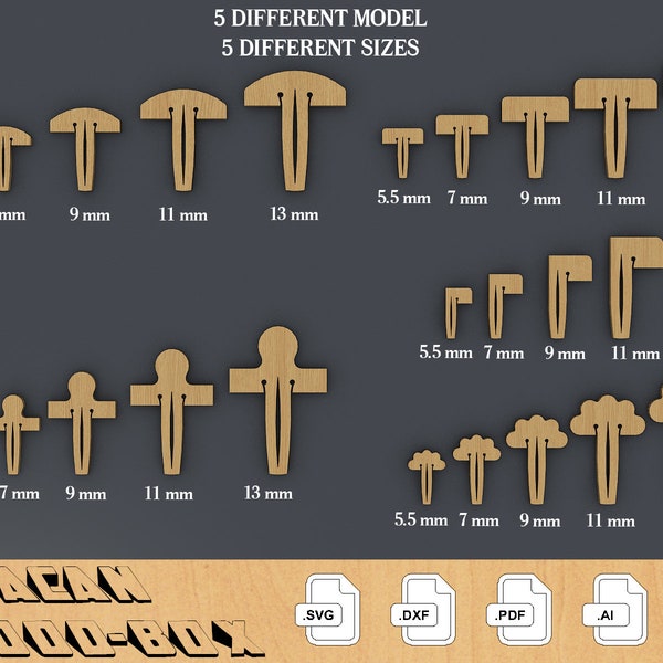 Different Sizes Glowforge Pins Bundle SVG File | Glowforge Pin File Instant Download 065