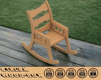 Rocking Chair Laser cutting SVG files / Miniature Carved Chair Cnc DXF file / Glowforge Laser Machines Digital cut Plans 134