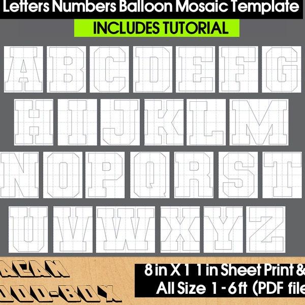 Mosaic Balloons Templates / Square Letters and Numbers 1-6ft All size SVG DXF Ai CDR 334