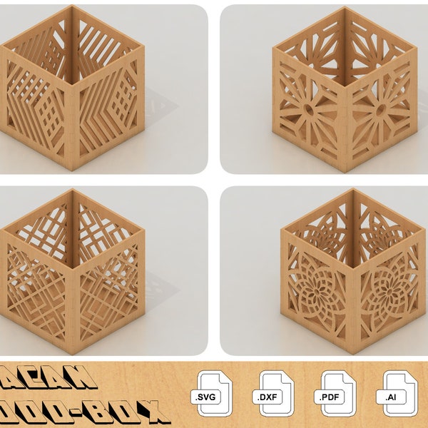 Laser Cut Box Templates / Cnc laser cut SVG Files / Glowforge case 195