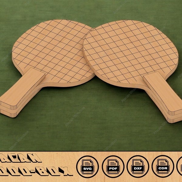 Ping Pong Paddle Cut Files - Laser Fut File, SVG file for Glowforge  - Plywood Cnc DXF Files 132