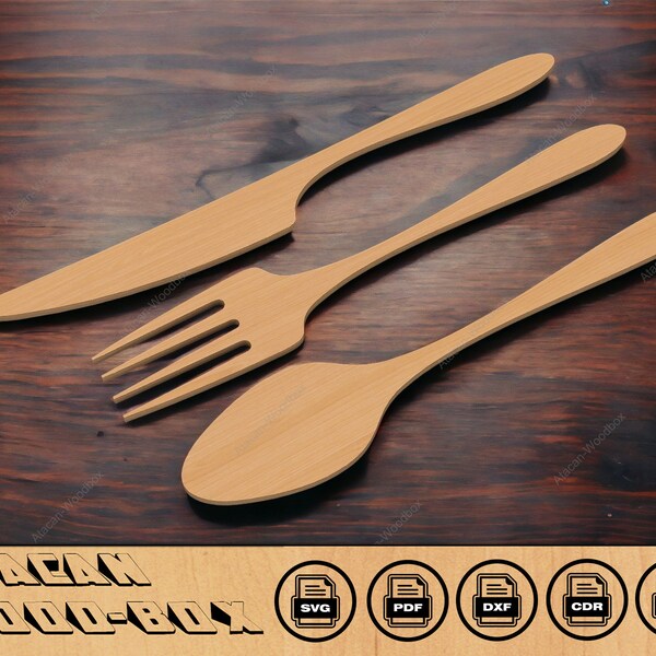 Flatware Fork Knife Spoon Laser cutting template / Laser SVG files / Glowforge Laser cut files 127