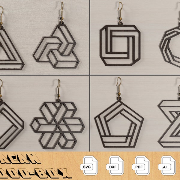 Elegant Geometric Earrings decorative Craft Jewelry Pendants Set laser cut SVG, DXF CDR Ai 316