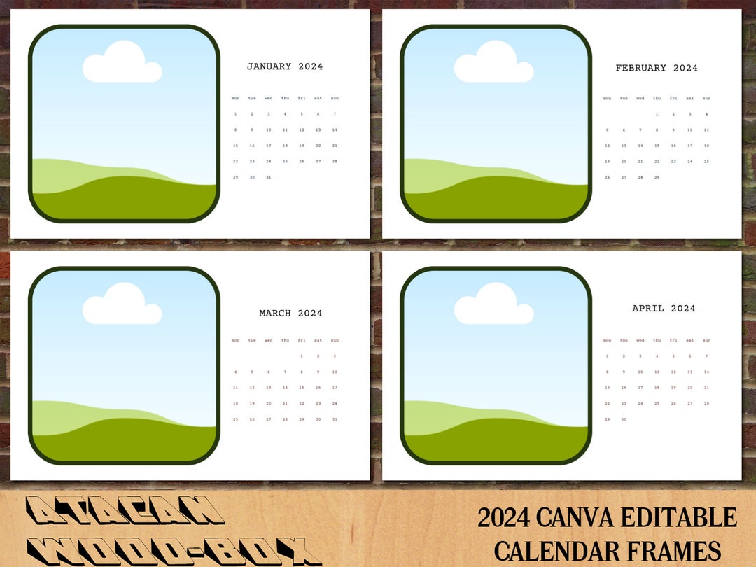 2024 Full Editable Calendar Canva Frame Template / Customizable 2024