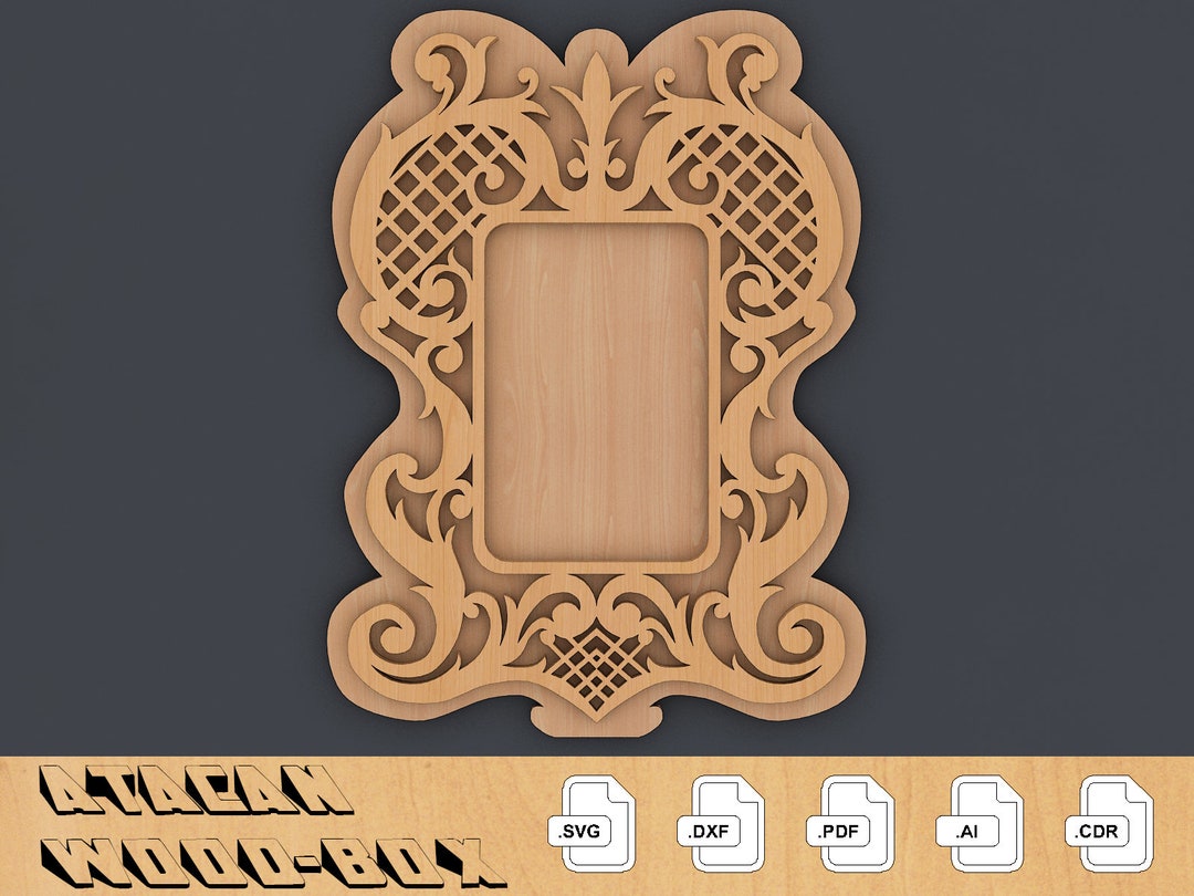Decorative Mirror Frame SVG Cut File, Glowforge Frame SVG, Glowforge ...