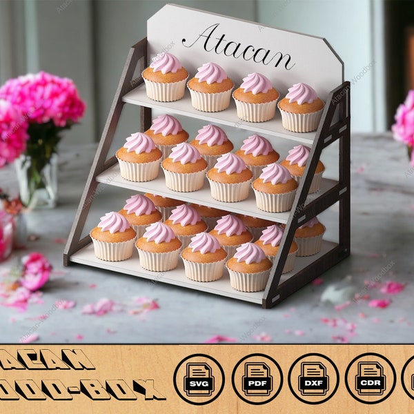 Wooden Cake Display Stand / Cupcake Stand / Display Shelves / Craft Fair Display / Laser Cut File SVG DXF CDR Ai 320