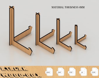 4MM Laser Cut Staffelei Display Ständer - SVG Datei für Glowforge Svg+Dxf+Pdf+Ai+Cdr 002