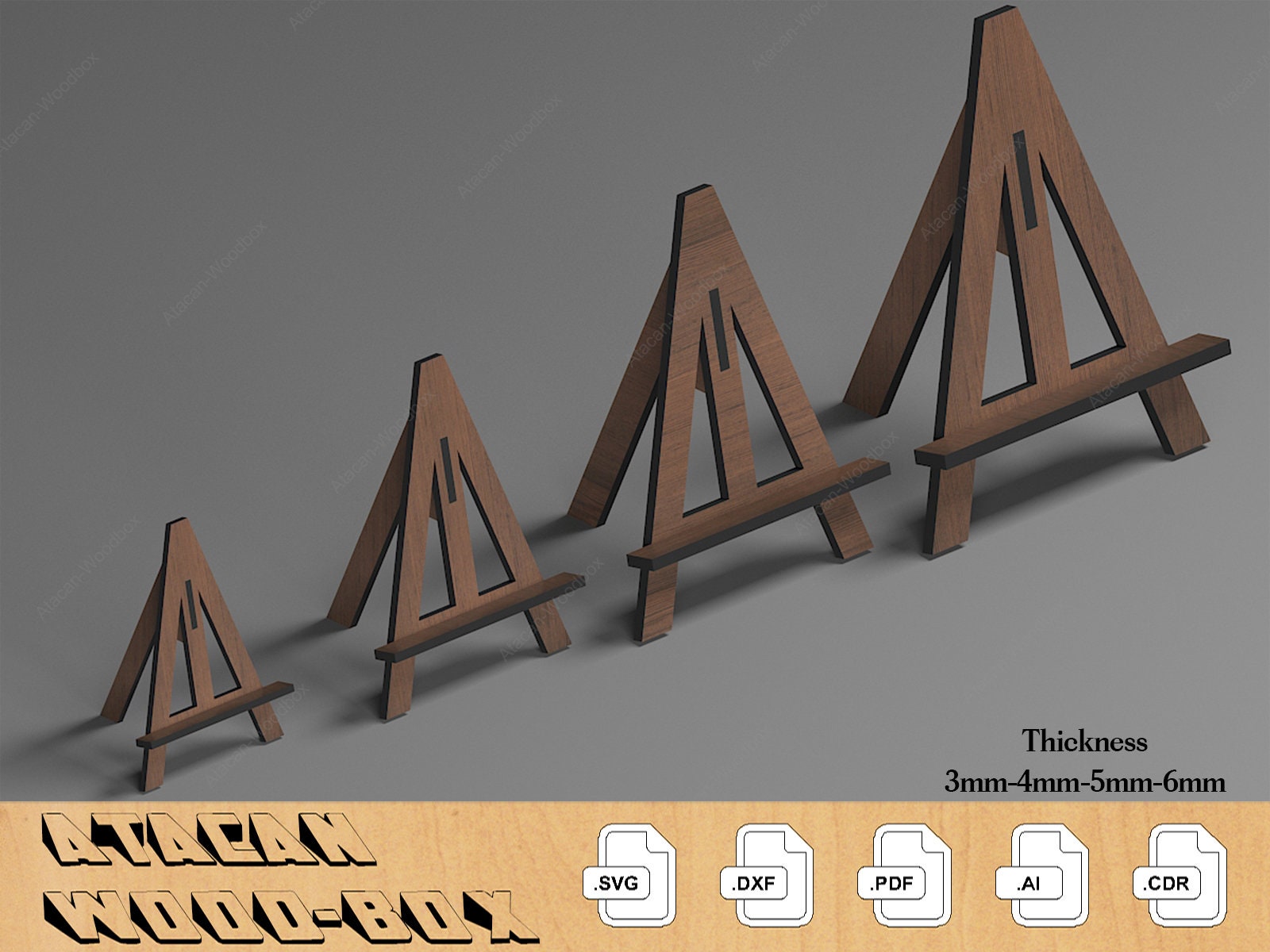 Easels Stands, Frame Holders to Display, Laser cut Plans 318