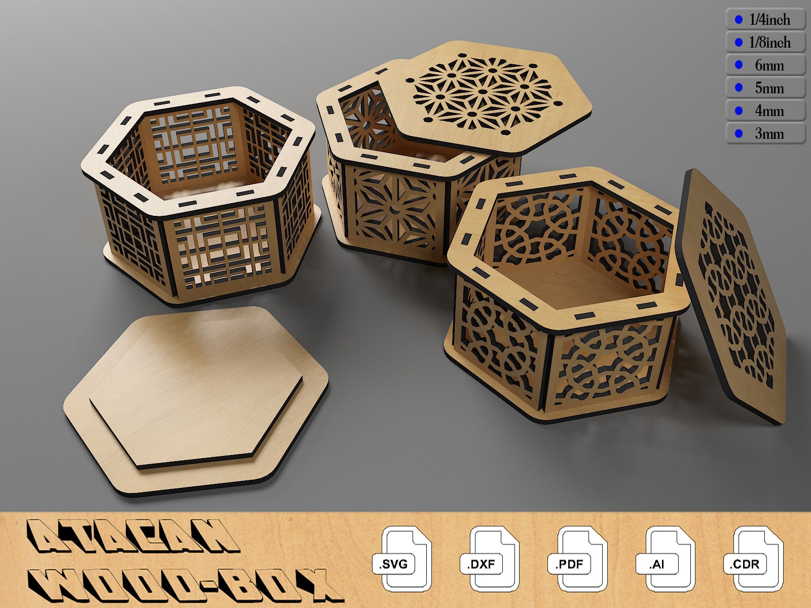 Decorative Wooden Gift Box / Laser Cut Jewelery Case / Vector Etsy