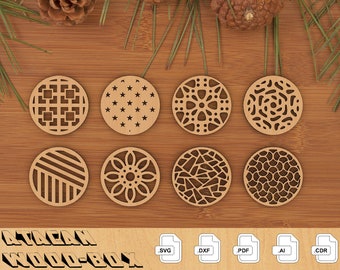 Drink coasters SVG Laser Cut files, Wood Coasters, Laser cut files, Coffee coasters, CNC Laser Plans 151