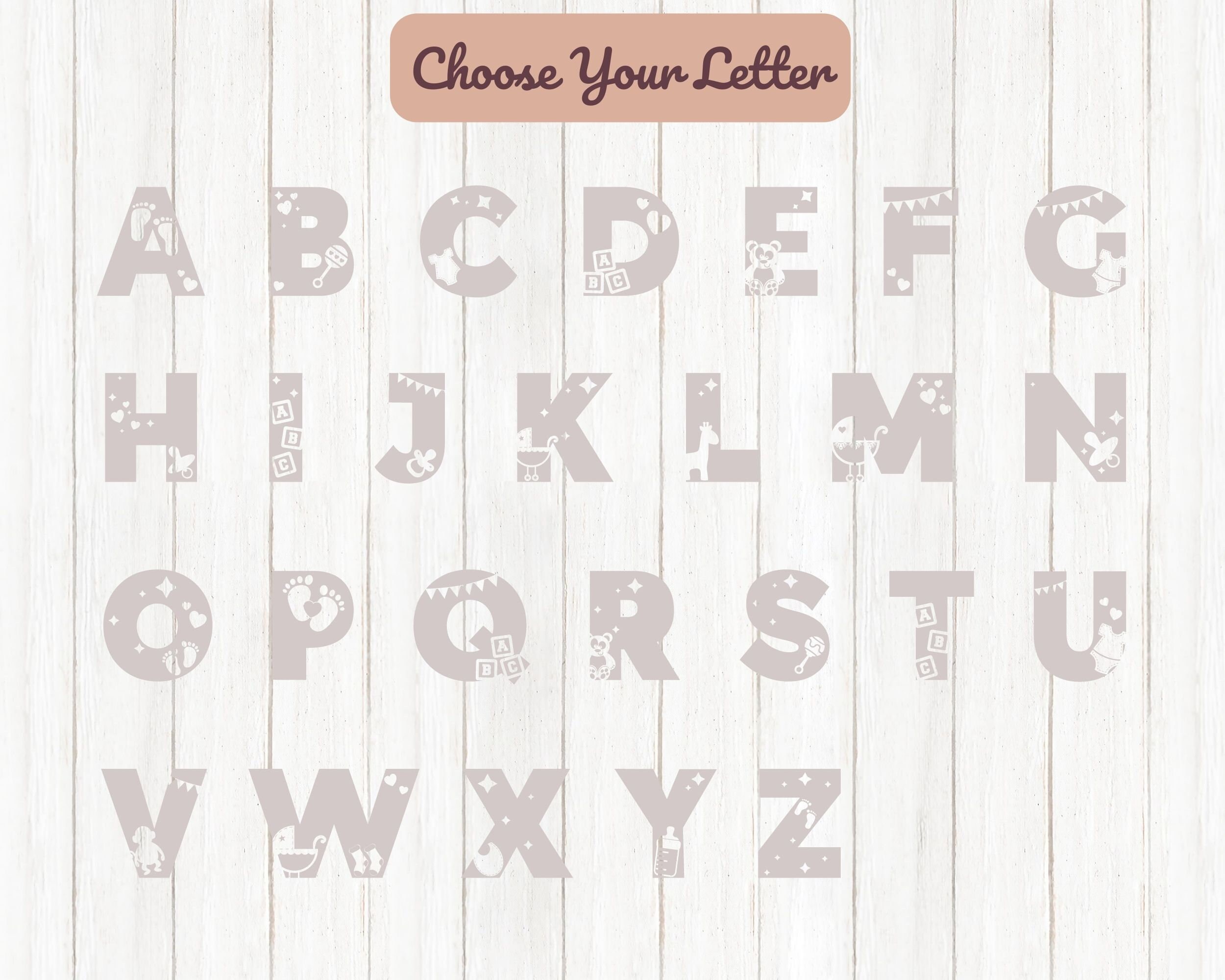 Custom Baby Girl Name & Letter Printable Nursery Wall Art Etsy UK