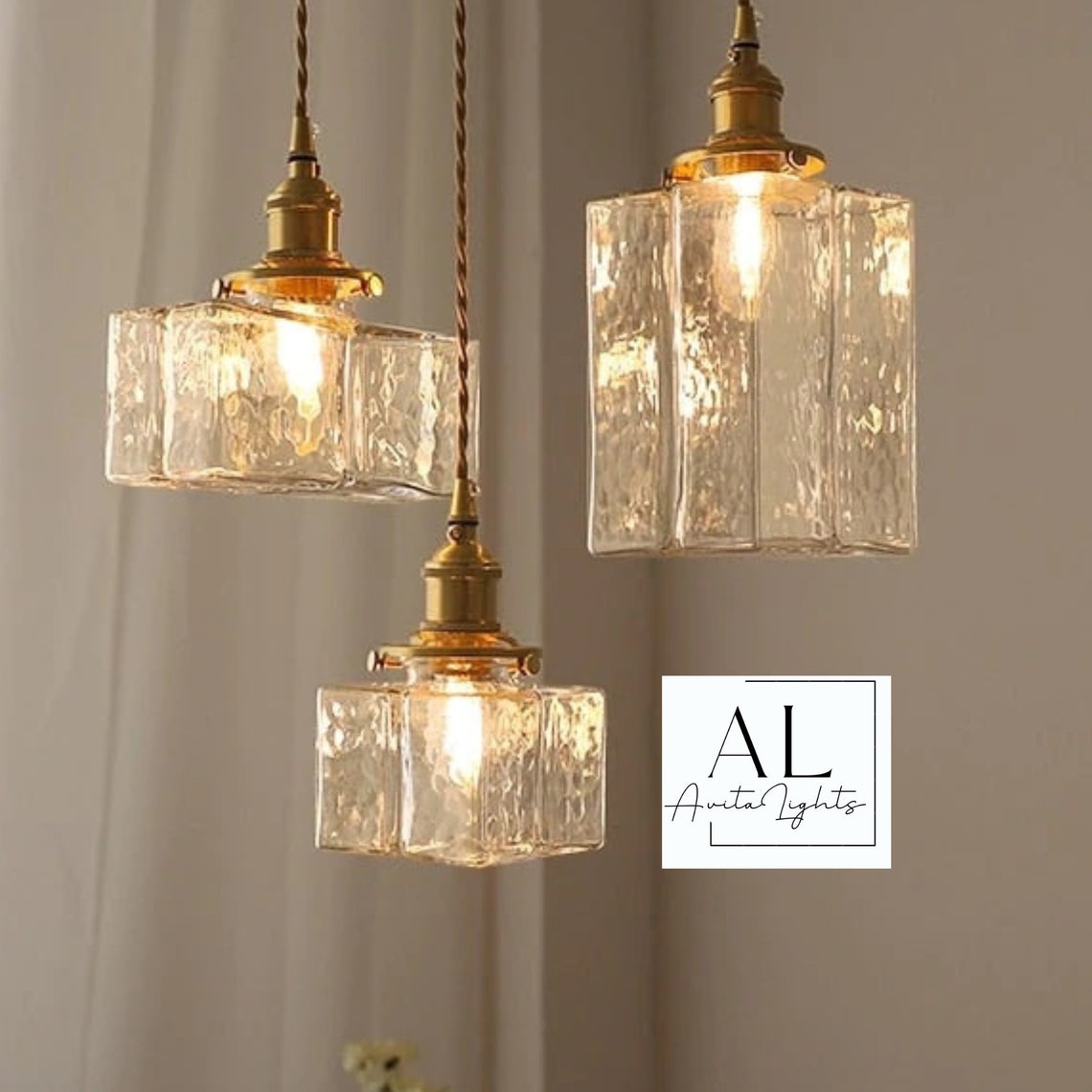 Retro Thick Glass Pendant Light Fixture Mid Century Kitchen Etsy