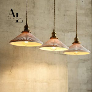 Ceramic Shade Brass Ceiling Pendant Light Fixture Lighting Pendant Lamp Chandelier Industrial Unique Lighting Farmhouse Lamp Unique