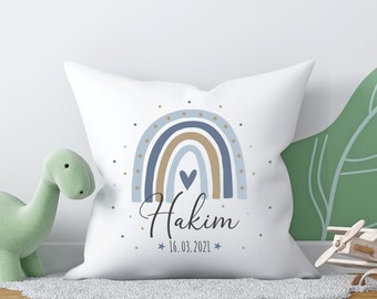 Kissen mit Füllung und Namen, Kindergeschenk personalisiert, Baby Kissen, Regenbogen, Taufgeschenk, Taufe, Geschenk zur Geburt, Babygeschenk