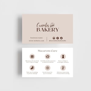 Macarons Care Card Template, Editable Bakery Business Packaging Inserts, Macaron Care Instructions Care Guide, Canva Digital Download